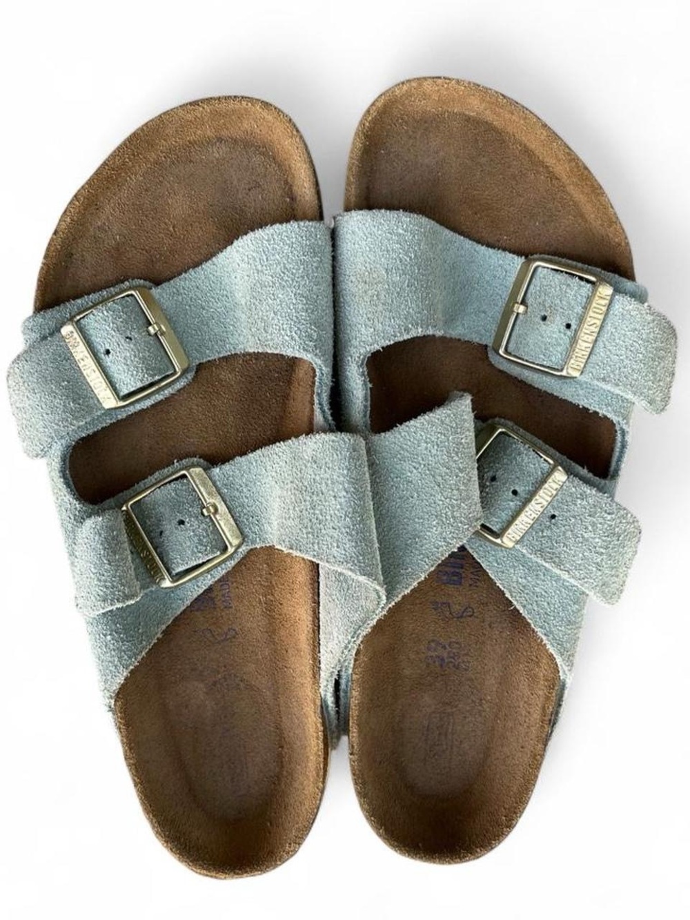 Birkenstock Arizona Light Blue Suede Soft Footbed Sandals EU 39 Womens 8 Regular